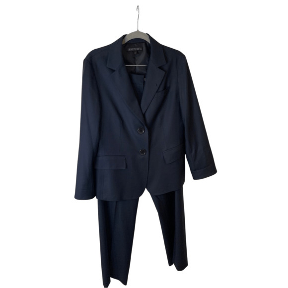 Lafayette 148 Suit Pants Blazer Navy Wool - Picture 1 of 11
